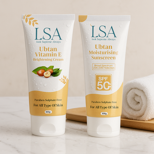 LSA Ubtan Radiance Ritual Duo – Brightening Cream & Moisturising Sunscreen