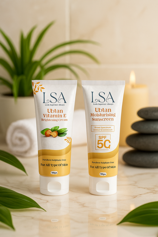 LSA Ubtan Radiance Ritual Duo – Brightening Cream & Moisturising Sunscreen