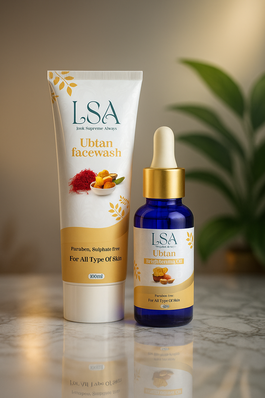 LSA Ubtan Radiance Duo – Facewash & Brightening Oil Combo