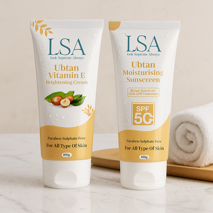 LSA Ubtan Radiance Ritual Duo – Brightening Cream & Moisturising Sunscreen