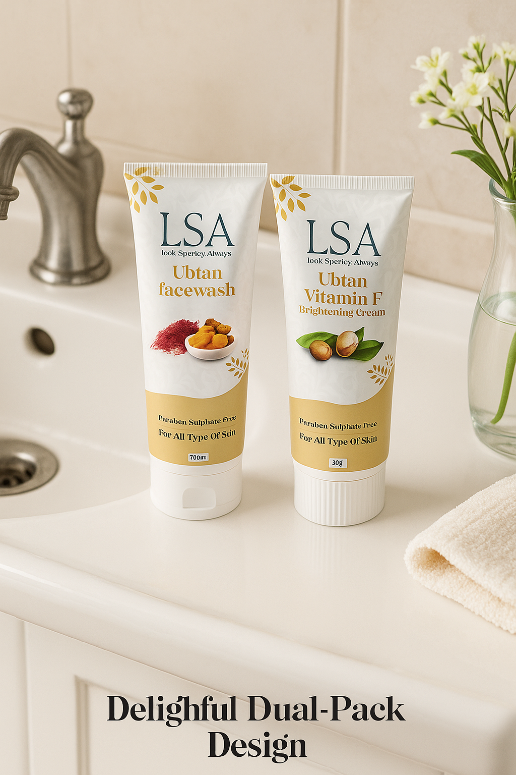 🚿✨LSA Ubtan Glow Duo – Facewash & Brightening Cream Routine ✨💧