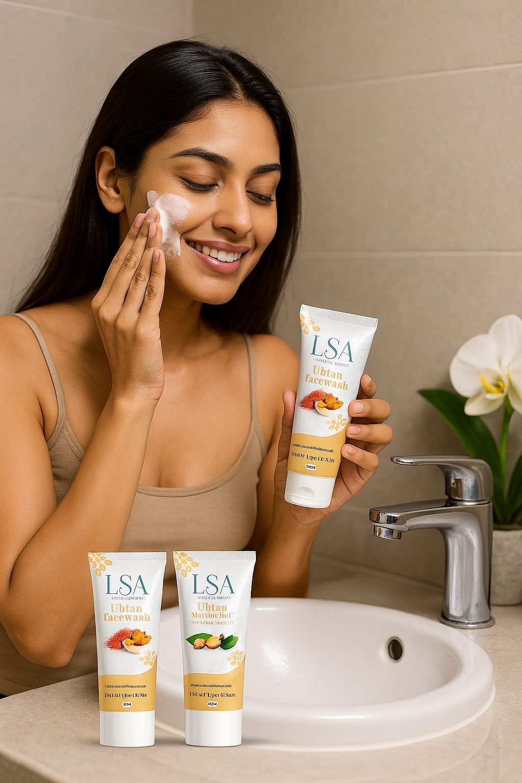 🚿✨LSA Ubtan Glow Duo – Facewash & Brightening Cream Routine ✨💧