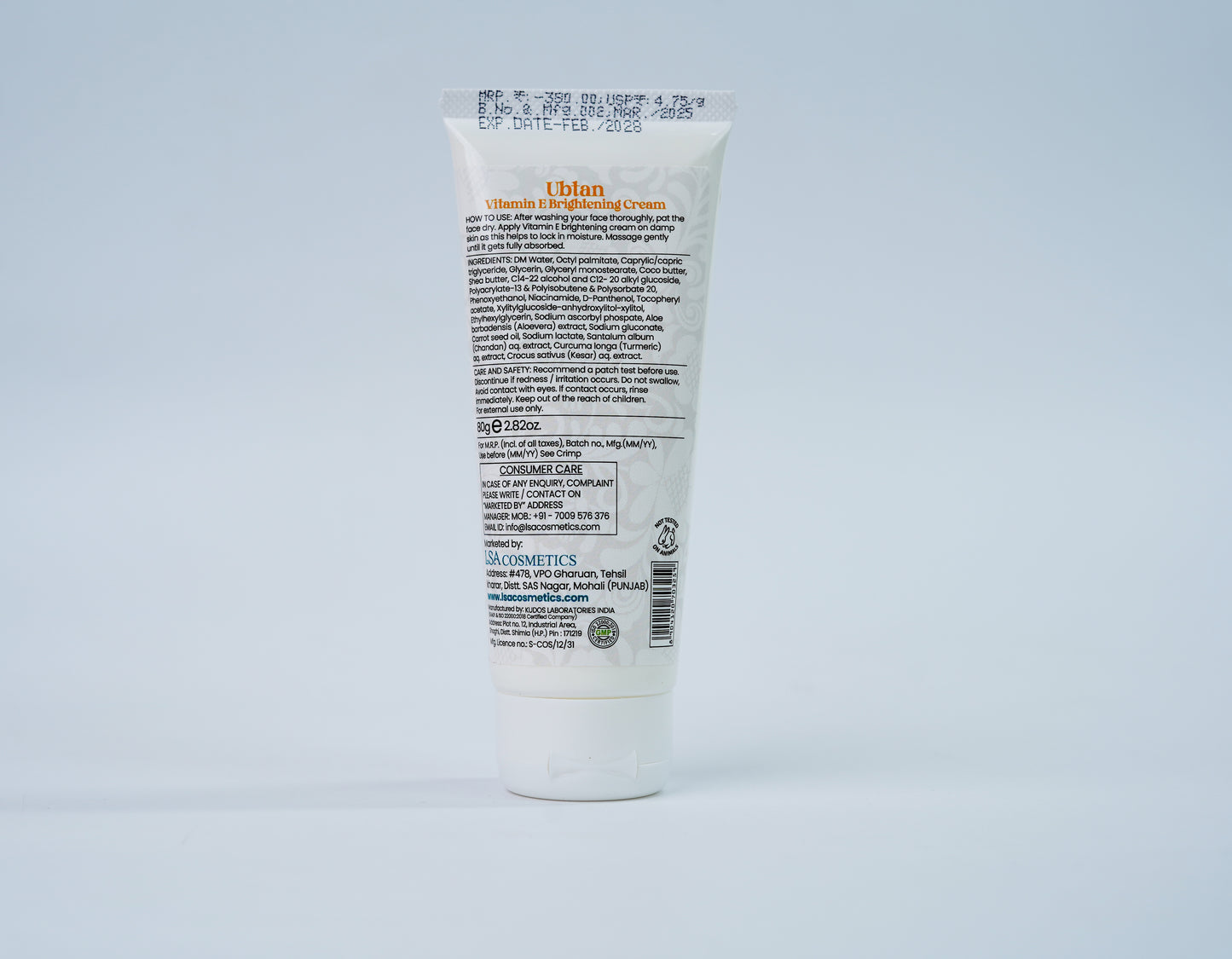 Ubtan Vitamin E Brightening Cream | 80gm | Hydrating Glow & Dark Spot Reduction